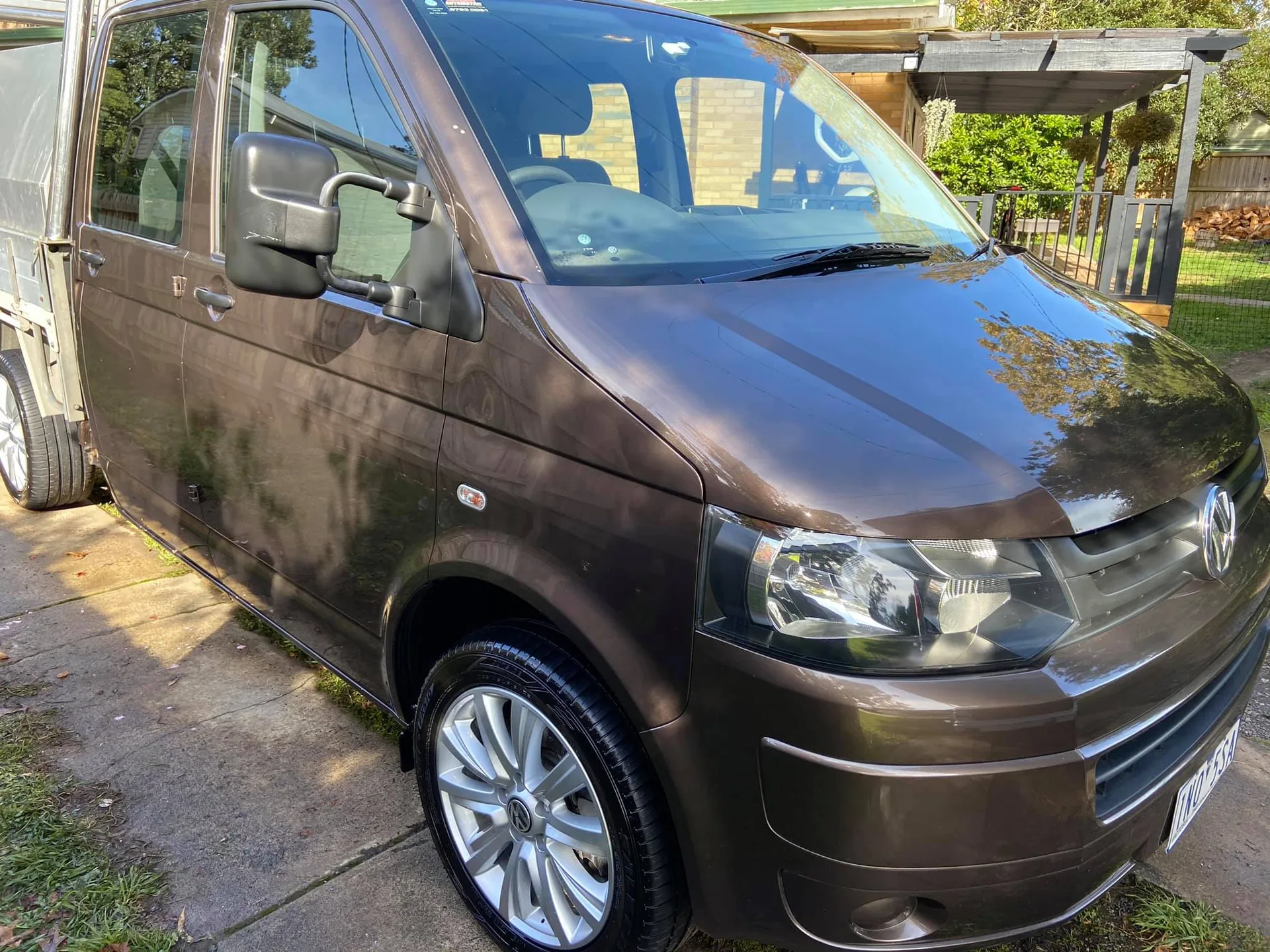 Brown Volkswagen Transporter after restoration